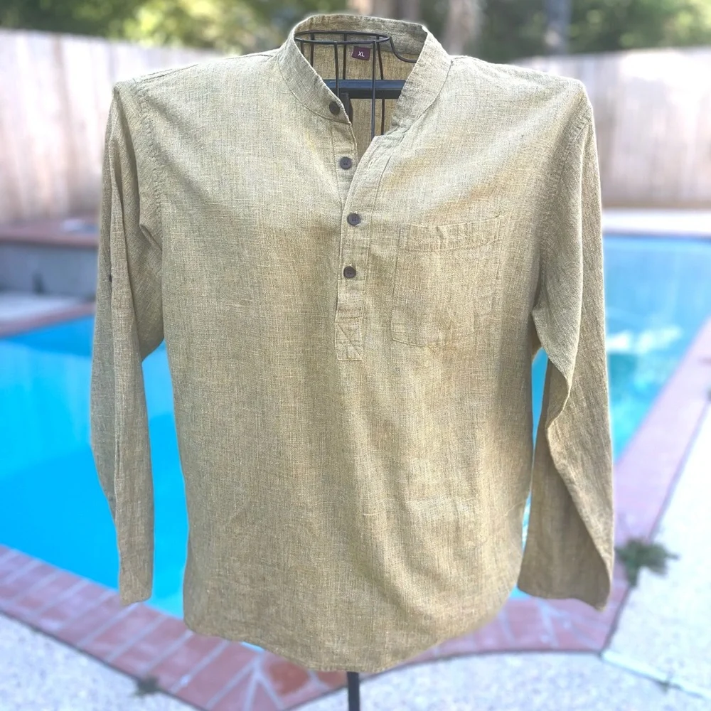 Green Linen Top/Shirt - Picture 2 of 4